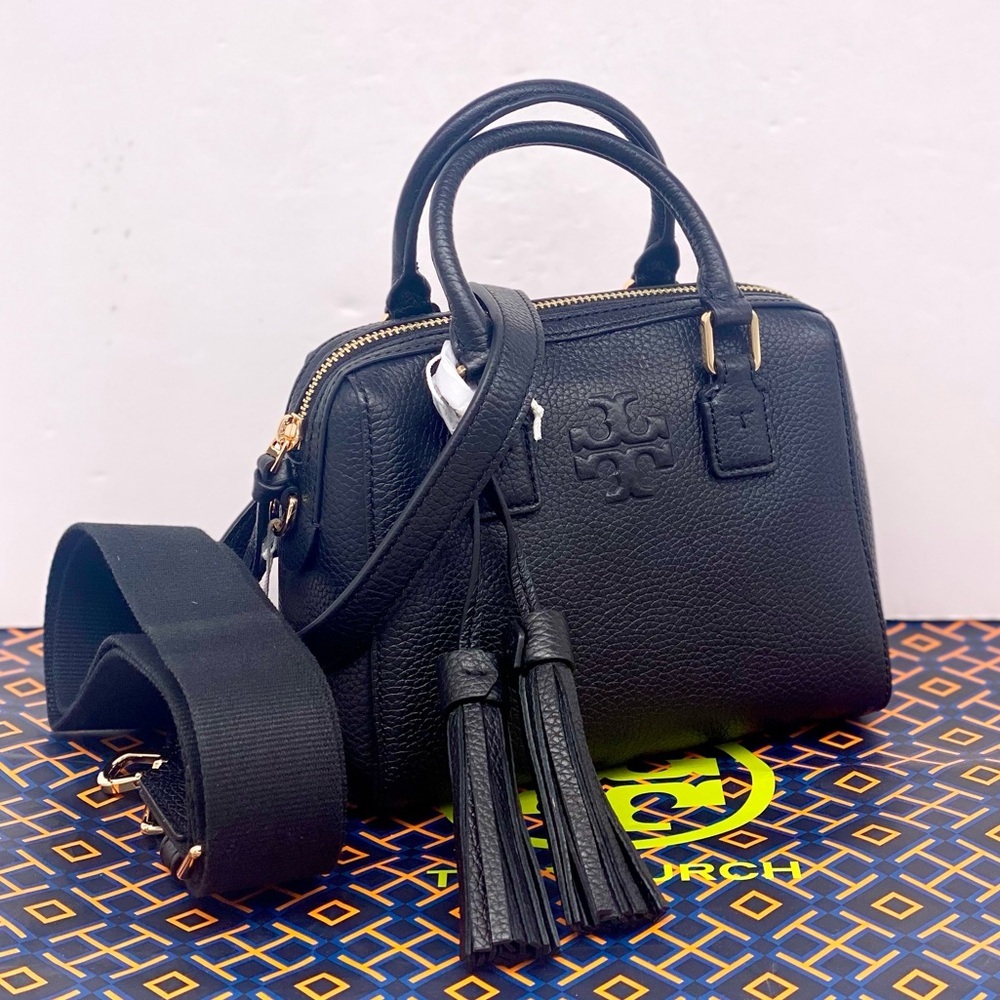 Tory Burch Thea Mini Web Satchel Black - Picture 4 of 13